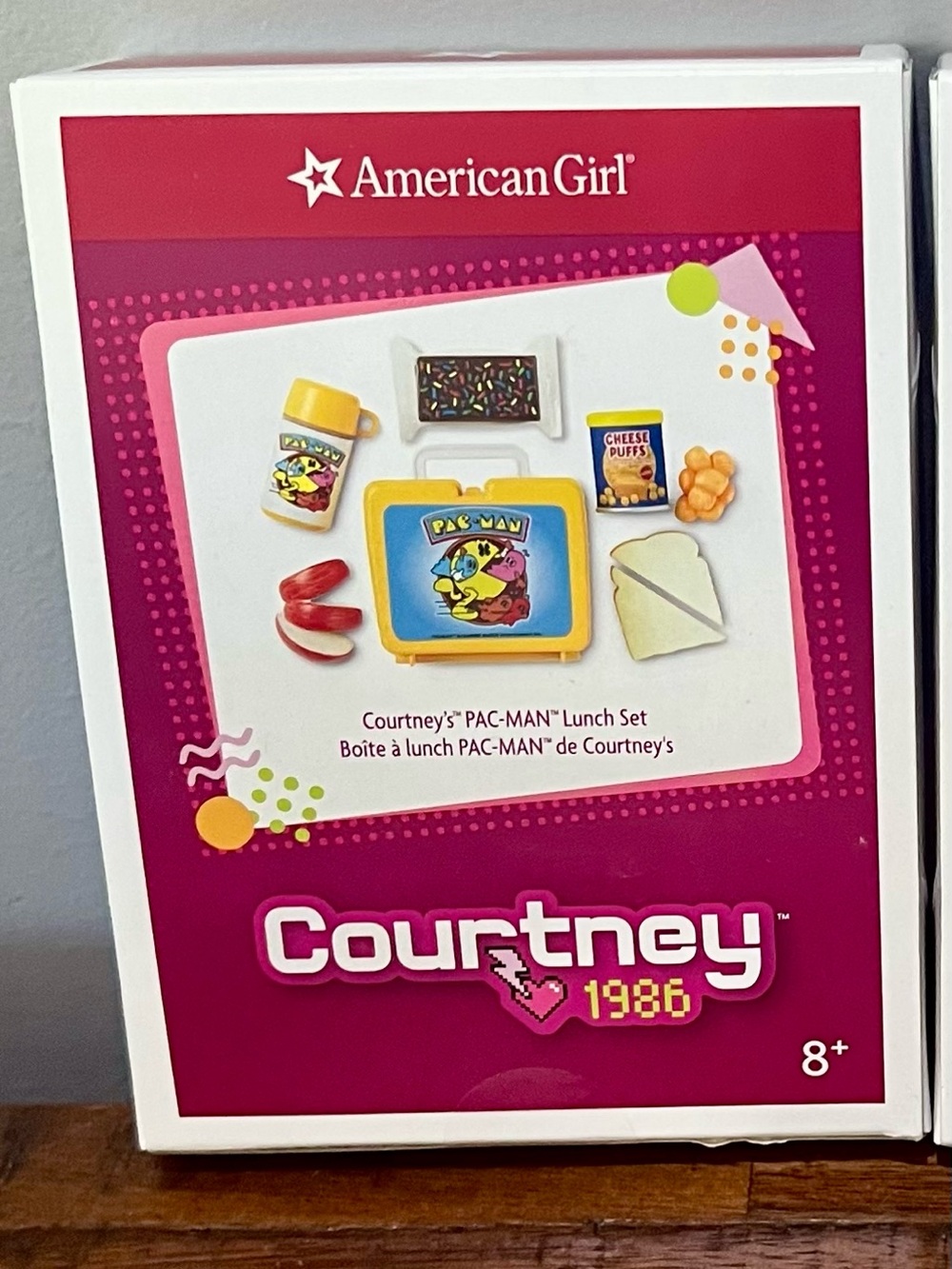 American Girl Courtney PAC-MAN Lunch Set - Magenta and Yellow Packaging